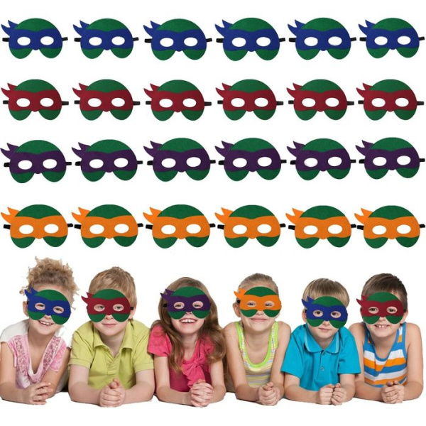 Turtle Masks For Kids Turtle Felt Masks Party Favors Turtle Themed Game Video Birthday Party Supplies Party Decorations Birthday Gift For Children Boys Girls (24 Packs)