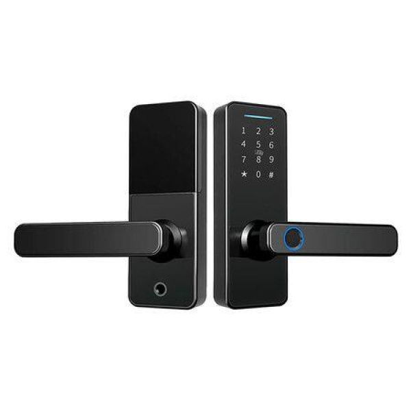 Tuya Electronic Smart Door Lock with Biometric Fingerprint, Smart Card, Password, Key Unlock, USB Emergency Charging