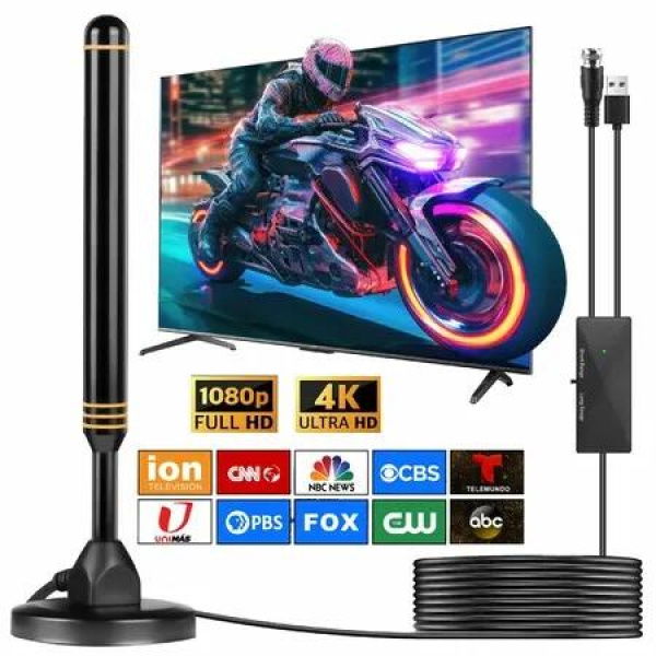 TV Antenna Indoor Antenna for Smart TV for Long Range Reception and All Smart TVs HD Digital Antenna with Amplifier Signal Booster Support 4K 1080P