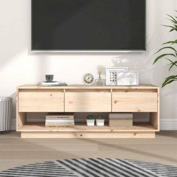 TV Cabinet 110.5x34x40 Cm Solid Wood Pine.