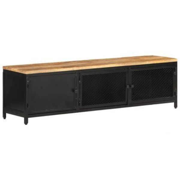 TV Cabinet 130x30x37 Cm Solid Rough Mango Wood