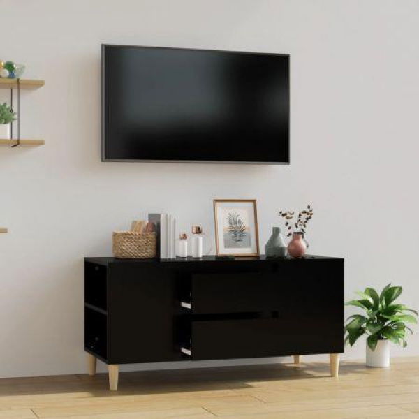 TV Cabinet Black 102x44.5x50 Cm Engineered Wood.