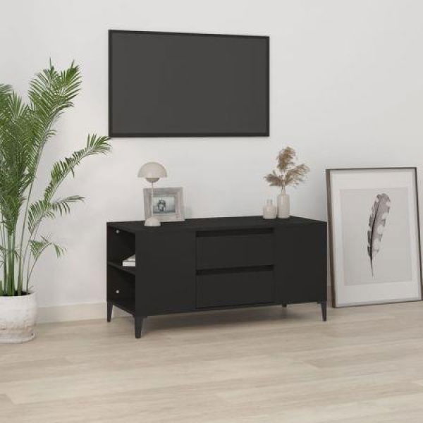 TV Cabinet Black 102x44.5x50 Cm Engineered Wood.