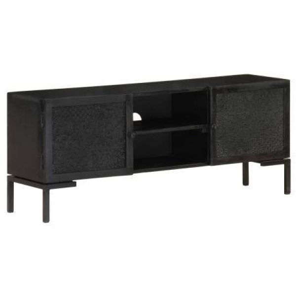 TV Cabinet Black 115x30x46 Cm Solid Mango Wood