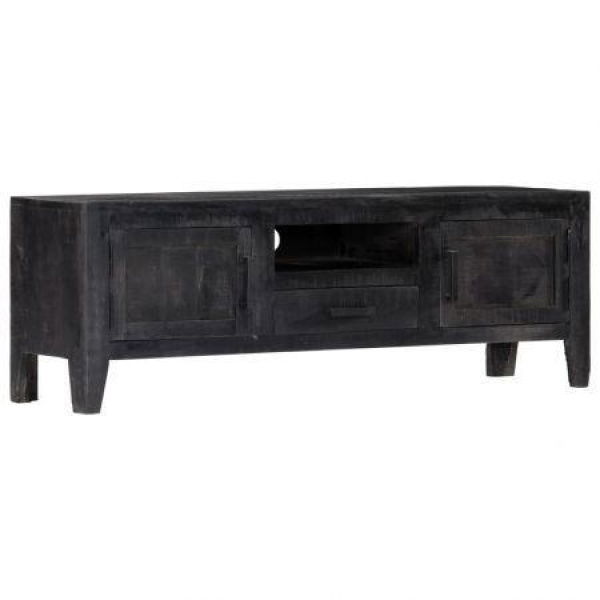 TV Cabinet Black 118x30x40 Cm Solid Mango Wood