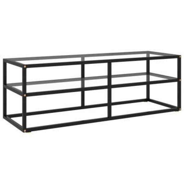 TV Cabinet Black With Tempered Glass 120x40x40 Cm