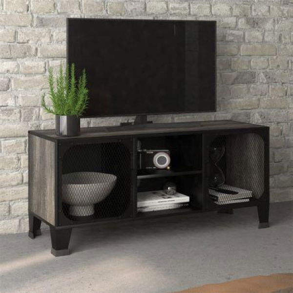 TV Cabinet Grey 105x36x47 Cm Metal And MDF