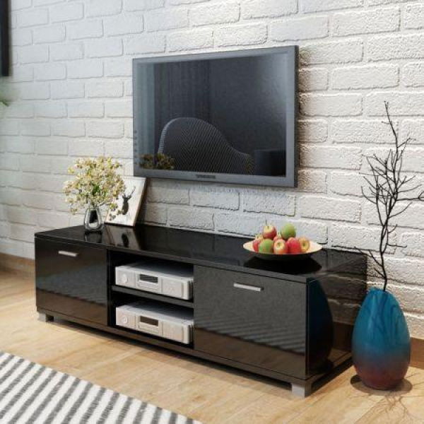 TV Cabinet High-gloss Black 140x40.3x34.7 Cm.