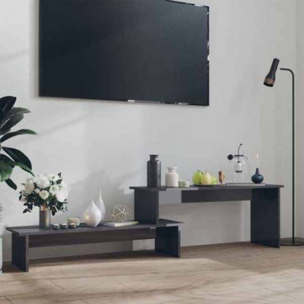 TV Cabinet High Gloss Grey 180x30x43 Cm Engineered Wood