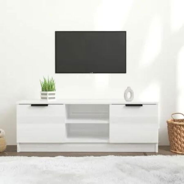 TV Cabinet High Gloss White 102x35x36.5 cm Engineered Wood