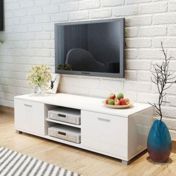 TV Cabinet High-gloss White 140x40.3x34.7 Cm.