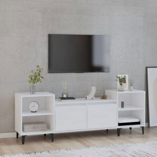 TV Cabinet High Gloss White 160x35x55 Cm Engineered Wood