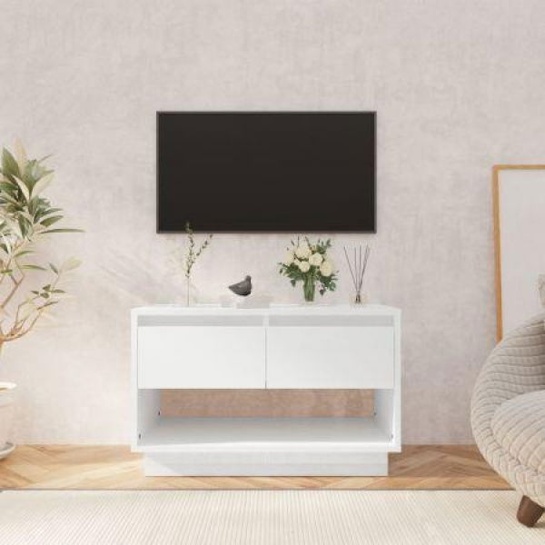 TV Cabinet High Gloss White 70x41x44 Cm Engineered Wood