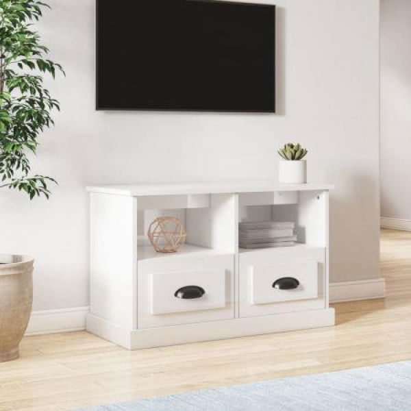 TV Cabinet High Gloss White 80x35x50 Cm Engineered Wood