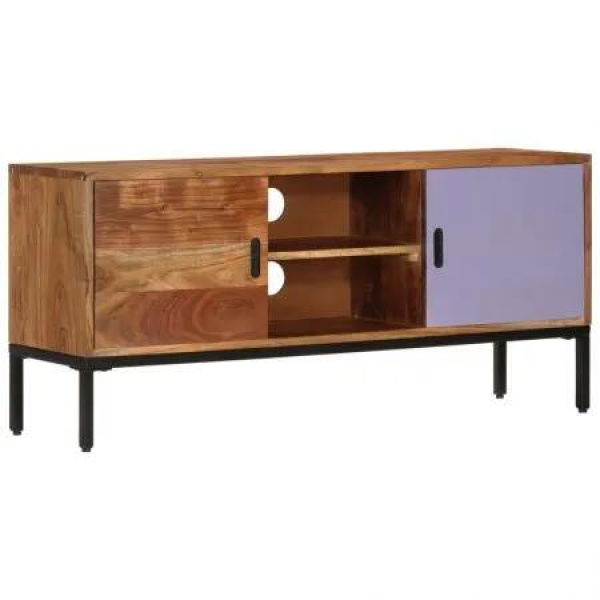 TV Cabinet Honey Brown and Grey 110x30x50 cm Solid Wood Acacia