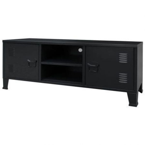 TV Cabinet Metal Industrial Style 120x35x48 Cm Black