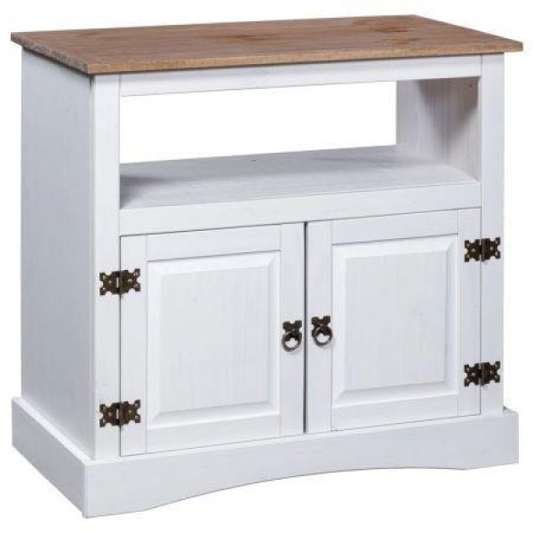 TV Cabinet Mexican Pine Corona Range White 80x43x78 Cm