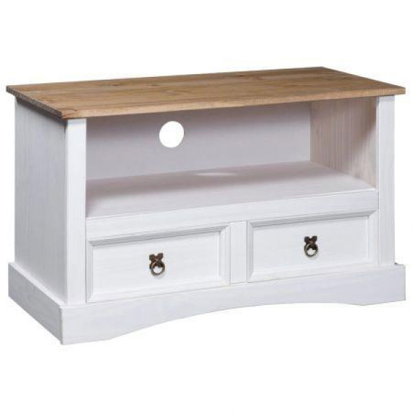 TV Cabinet Mexican Pine Corona Range White 91x43x56 Cm