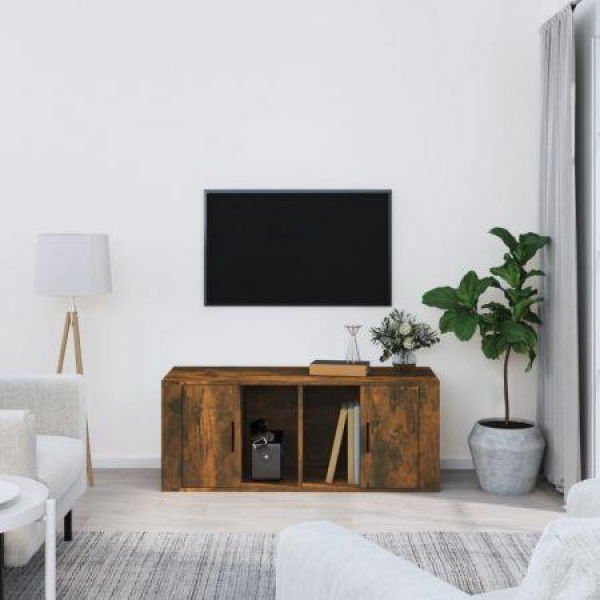 TV Cabinet Smoked Oak 100x35x40 Cm Engineered Wood