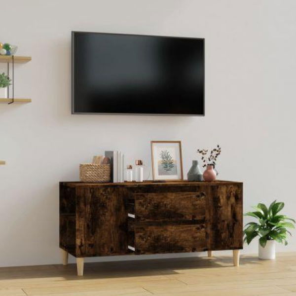 TV Cabinet Smoked Oak 102x44.5x50 Cm Engineered Wood.