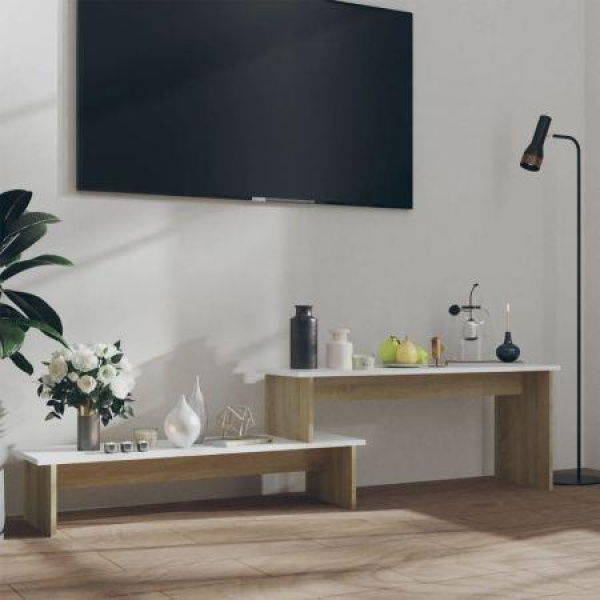 TV Cabinet Sonoma Oak And White 180x30x43 Cm Engineered Wood