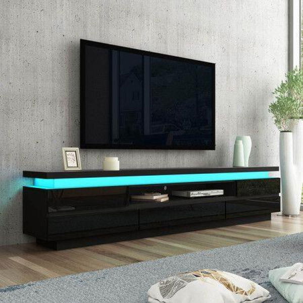 TV Cabinet Stand Entertainment Unit LED TV Console Table Furniture With 5 Drawers Black