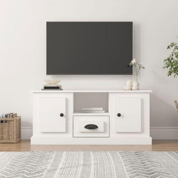 TV Cabinet White 100x35.5x45 Cm Engineered Wood.