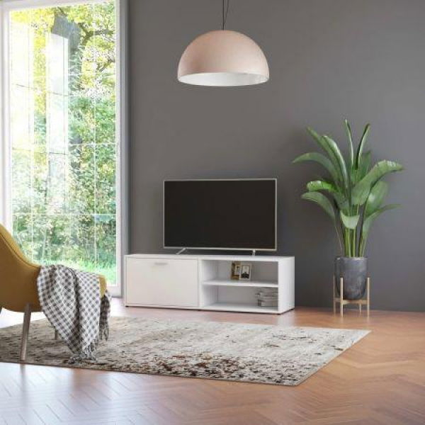 TV Cabinet White 120x34x37 Cm Chipboard