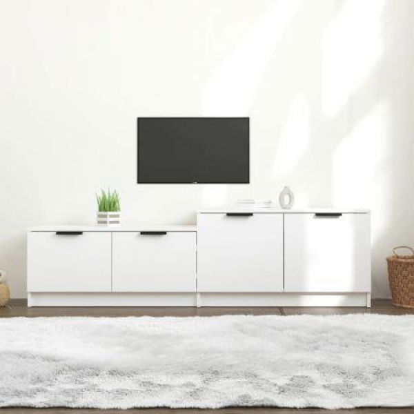 TV Cabinet White 158.5x36x45 Cm Engineered Wood.