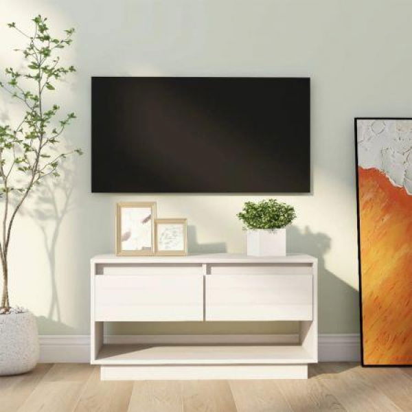 TV Cabinet White 74x34x40 Cm Solid Wood Pine