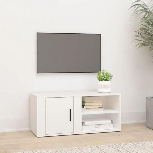 TV Cabinet White 80x31.5x36 Cm Engineered Wood.