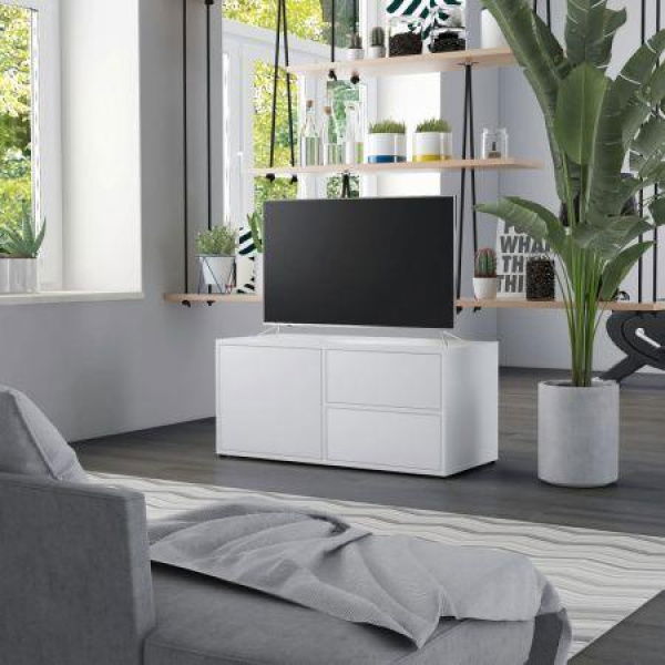 TV Cabinet White 80x34x36 Cm Chipboard