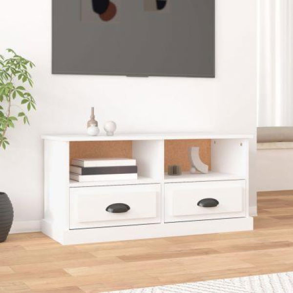 TV Cabinet White 93x35.5x45 Cm Engineered Wood.