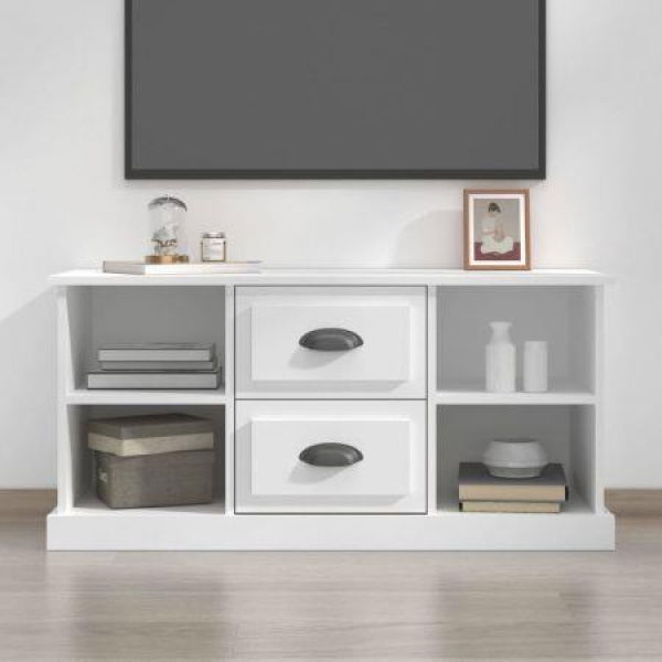 TV Cabinet White 99.5x35.5x48 Cm Engineered Wood.