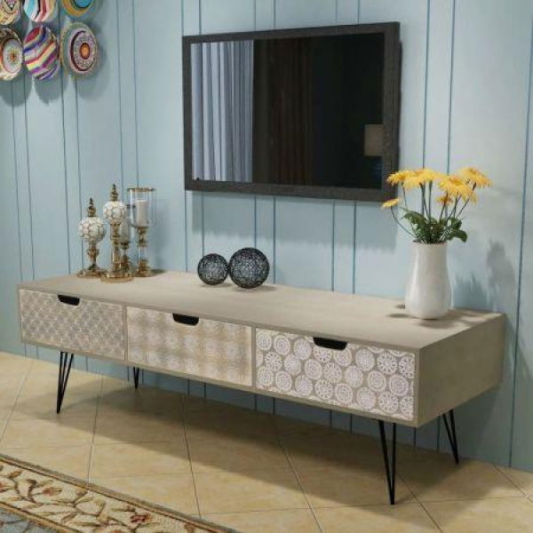 TV Cabinet With 3 Drawers 120x40x36 Cm Grey