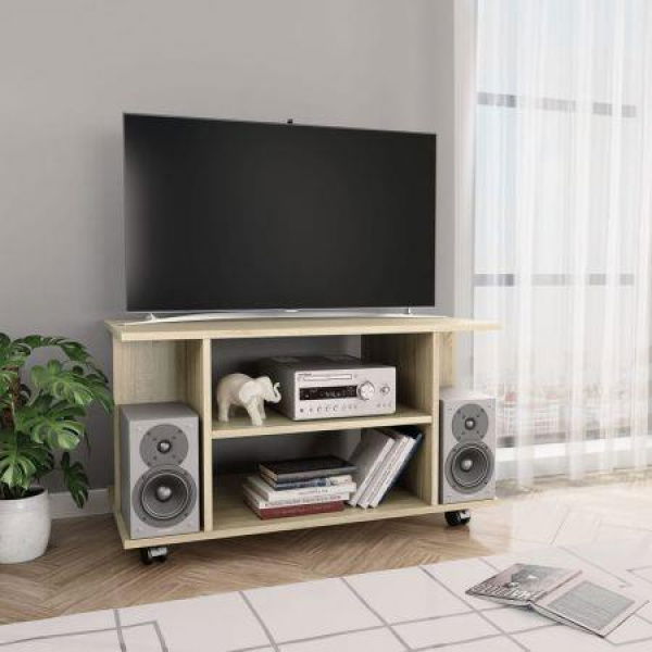 TV Cabinet With Castors Sonoma Oak 80x40x40 Cm Chipboard