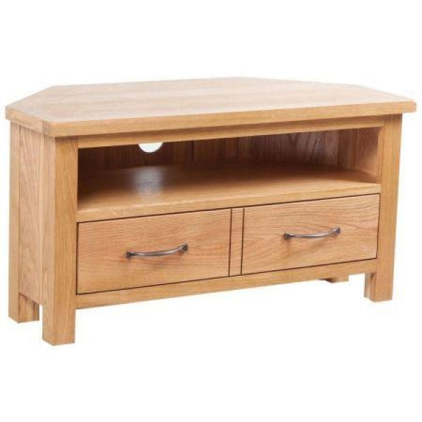 TV Cabinet With Drawer 88 X 42 X 46 Cm Solid Oak Wood