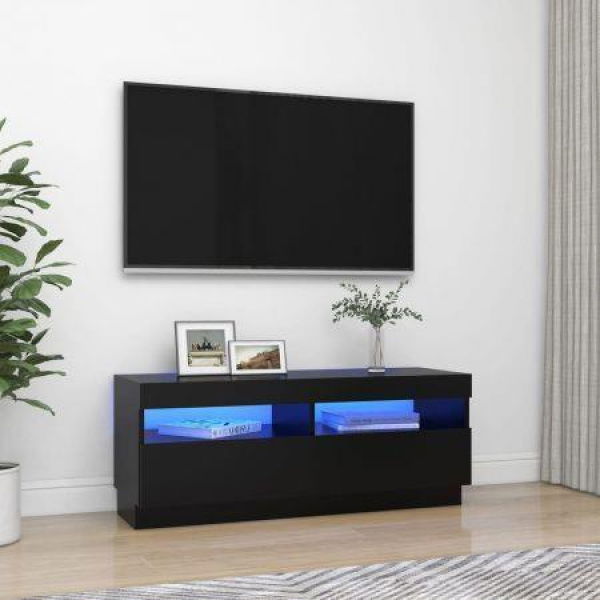 TV Cabinet With LED Lights Black 100x35x40 Cm