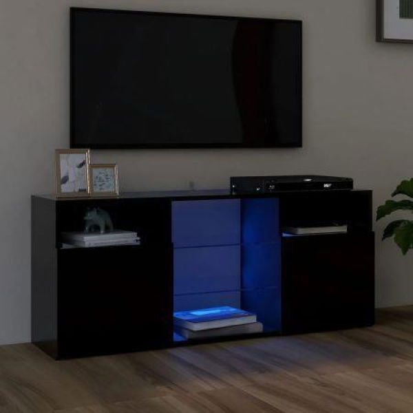 TV Cabinet With LED Lights Black 120x30x50 Cm