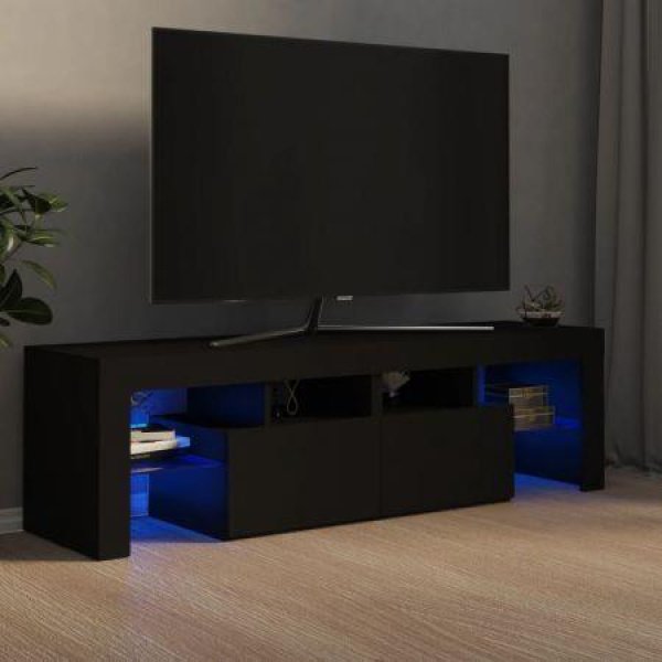 TV Cabinet With LED Lights Black 140x36.5x40 Cm.