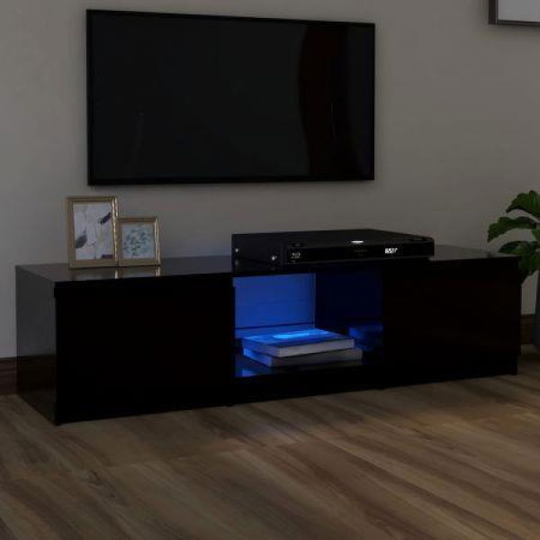 TV Cabinet With LED Lights Black 140x40x35.5 Cm.