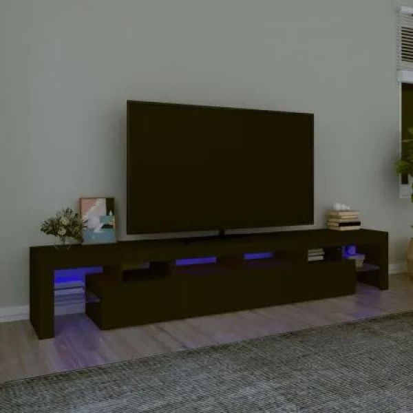 TV Cabinet with LED Lights Black 230x36.5x40 cm