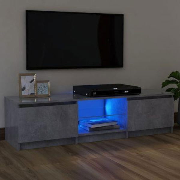 TV Cabinet With LED Lights Concrete Grey 120x30x35.5 Cm.