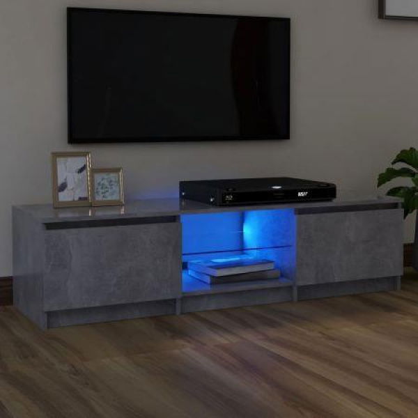 TV Cabinet With LED Lights Concrete Grey 140x40x35.5 Cm.