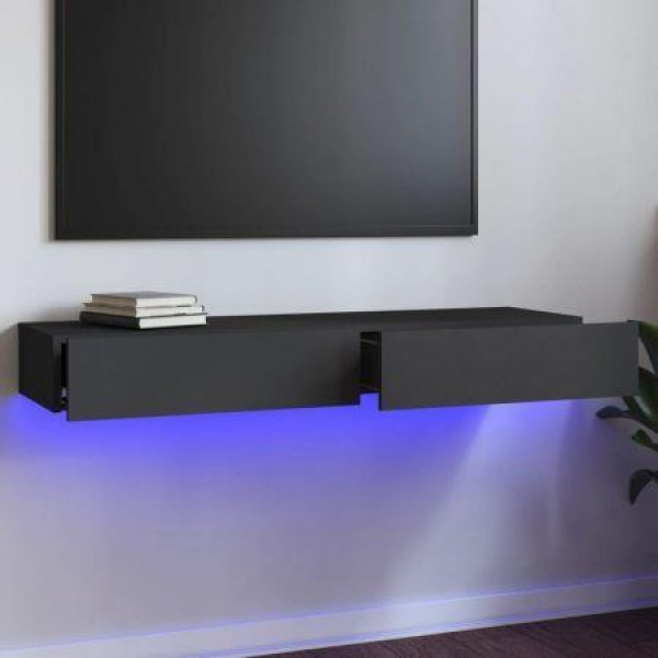 TV Cabinet With LED Lights Grey 120x35x15.5 Cm.
