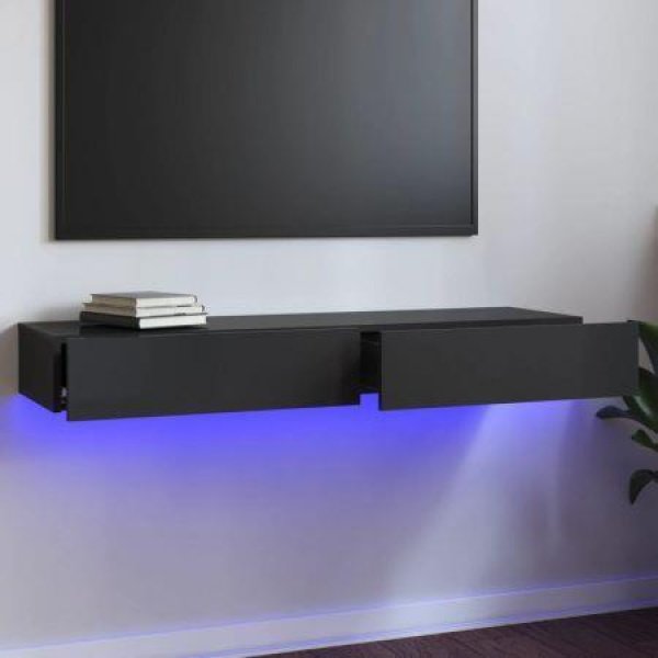 TV Cabinet With LED Lights High Gloss Grey 120x35x15.5 Cm.