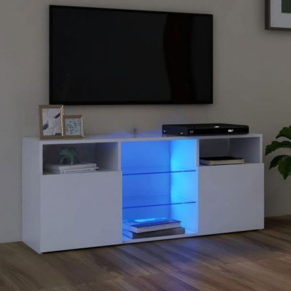 TV Cabinet With LED Lights White 120x30x50 Cm