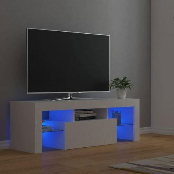 TV Cabinet With LED Lights White 120x35x40 Cm