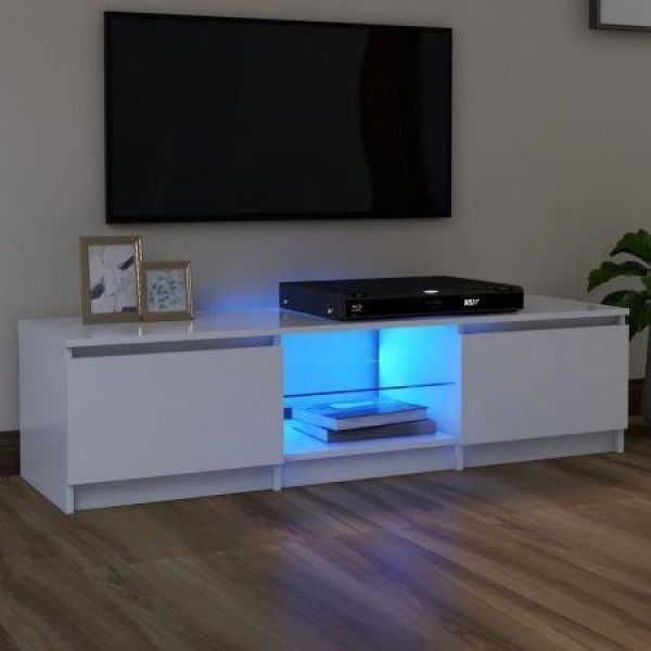 TV Cabinet With LED Lights White 140x40x35.5 Cm.