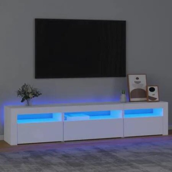 TV Cabinet with LED Lights White 195x35x40 cm